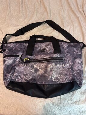 adidas Floral Print Duffel Bag in Grey with Black Base